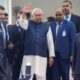 Nitish Kumar taking oath for the tenth time in Bihar with PM Modi and Amit Shah present