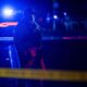 Police and emergency vehicles at the scene after a shooting at a children's birthday party in California