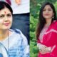 Pankaja Munde standing on one side and Gouri Garje standing on the other side in a news-related image