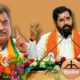 Ravindra Chavan on one side and Maharashtra Chief Minister Eknath Shinde on the other side during a political alegation