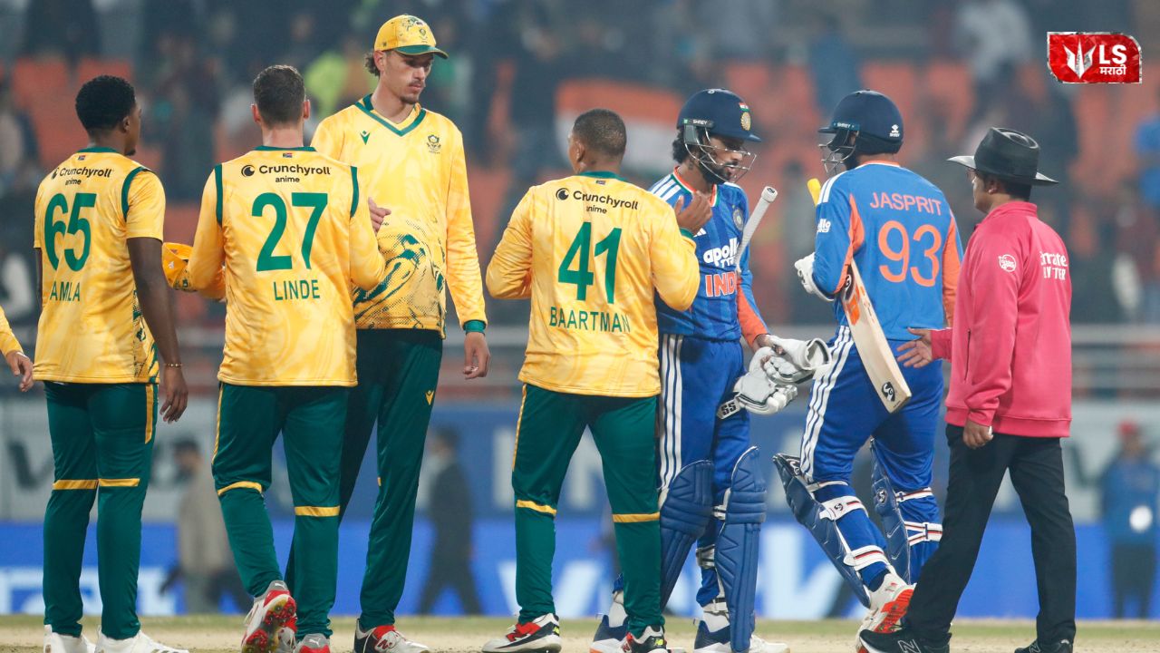 Team India and South Africa players during the series decider match at the world’s largest cricket stadium