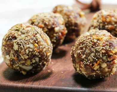 Sugar free coconut ladoo made with natural sweeteners