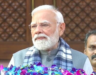 Prime Minister Narendra Modi speaking in Lok Sabha during the special 10-hour marathon debate on 150 years of Vande Mataram