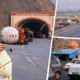 A gas tanker overturned on the expressway